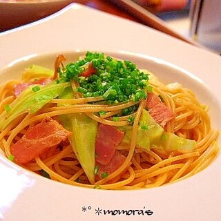 簡単♪春キャベツとベーコンの醤油麹で和風パスタ♡